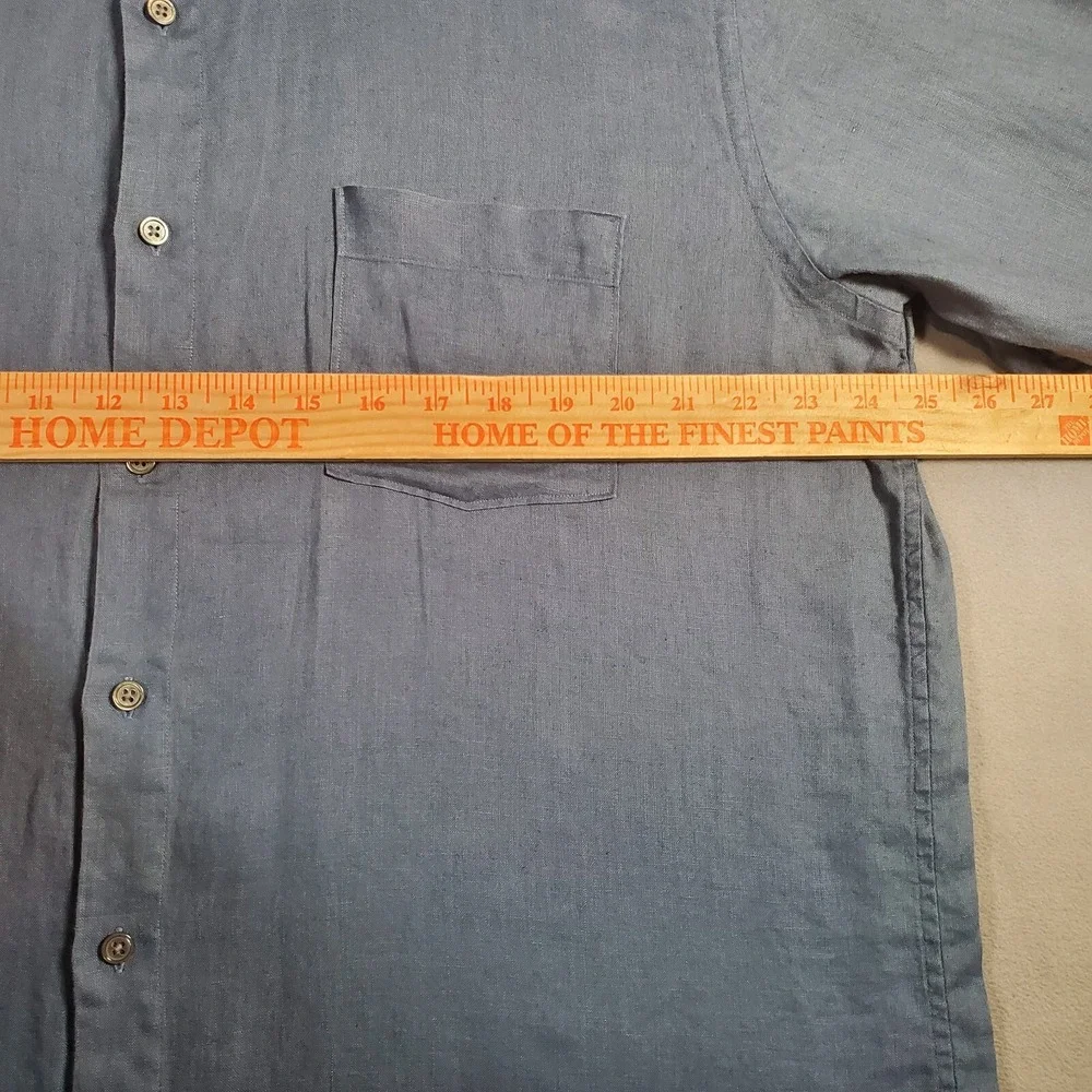 J. Crew Shirt Mens XL Blue 100% Linen Button Up Long Sleeve Classic Office‎ Prep